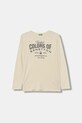 United Colors of Benetton longsleeve bawełniany dziecięcy nadruk beżowy 3ATNC10QU.G.Seasonal