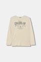 United Colors of Benetton longsleeve bawełniany dziecięcy nadruk beżowy 3ATNC10QU.G.Seasonal