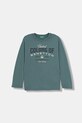 United Colors of Benetton longsleeve bawełniany dziecięcy nadruk zielony 3ATNC10QU.G.Seasonal