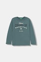 United Colors of Benetton longsleeve bawełniany dziecięcy nadruk zielony 3ATNC10QU.G.Seasonal