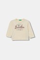 United Colors of Benetton longsleeve bawełniany dziecięcy nadruk beżowy 3ATNG10KT.P.Seasonal