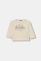United Colors of Benetton longsleeve bawełniany dziecięcy nadruk beżowy 3ATNG10KT.P.Seasonal