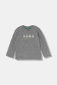 United Colors of Benetton longsleeve bawełniany dziecięcy nadruk szary 3ATNG10KT.P.Seasonal