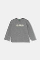 United Colors of Benetton longsleeve bawełniany dziecięcy nadruk szary 3ATNG10KT.P.Seasonal