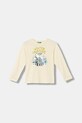 United Colors of Benetton longsleeve bawełniany dziecięcy nadruk beżowy 3ATNG10KU.P.Seasonal