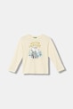 United Colors of Benetton longsleeve bawełniany dziecięcy nadruk beżowy 3ATNG10KU.P.Seasonal
