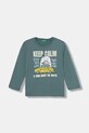 United Colors of Benetton longsleeve bawełniany dziecięcy nadruk zielony 3ATNG10KU.P.Seasonal