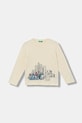 United Colors of Benetton longsleeve bawełniany dziecięcy nadruk beżowy 3ATNG10KV.P.Seasonal