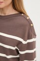 Βαμβακερή μπλούζα με μακριά μανίκια Tommy Hilfiger WW0WW45760 καφέ