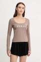 Guess longsleeve NEW CARRIE z elastanem brązowy O5RI00.KBBU1