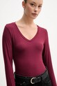 Tričko s dlouhým rukávem s příměsí kašmíru United Colors of Benetton burgundské 3LRU3M076