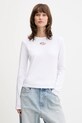 Diesel longsleeve bawełniany T-UNCUTIE-LONG-LS-OD regular biały A19438.0CLBR