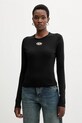 Diesel longsleeve din bumbac T-UNCUTIE-LONG-LS-OD imprimeu negru A19438.0CLBR