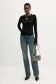 Diesel longsleeve din bumbac T-UNCUTIE-LONG-LS-OD A19438.0CLBR negru AW25