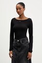 Tommy Jeans longsleeve z elastanem czarny DW0DW21548