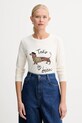 Weekend Max Mara longsleeve RENOIR z elastanem beżowy 2525946032600