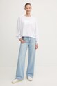 Памучна блуза с дълги ръкави Dkny DJ5T1488 бял AW25