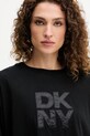 Bavlněné tričko s dlouhým rukávem Dkny černá DJ5T1488
