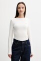 Majica dugih rukava Tommy Hilfiger natpis bež WW0WW47309