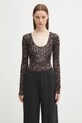 Fiorucci body Banimalier Print Scoop Neck okrągły brązowy W02FPTBO225LY01BR01