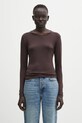 Anine Bing longsleeve z dodatkiem wełny sylvie okrągły brązowy A.08.11501