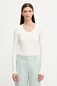 Calvin Klein tričko s dlhým rukávom dámske s modalom béžová LV044D235G