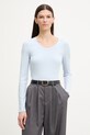 Calvin Klein tričko s dlhým rukávom dámske s modalom modrá LV044D235G