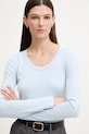 Calvin Klein tričko s dlhým rukávom dámske s modalom modrá LV044D235G
