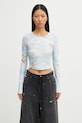 Μακρυμάνικο Fiorucci Beatitudo Print Long Sleeve Crop με ελαστάν μπλε W25FWTLO003LY01BL02
