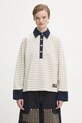 Pamučna majica GANNI Single Piquet Jersey relaxed bež T4215