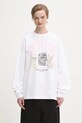 GANNI longsleeve bawełniany Re-cut Heavy Jersey Animals nadruk biały T4275