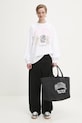 GANNI top a maniche lunghe in cotone Re-cut Heavy Jersey Animals T4275 bianco