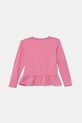 Дитячий бавовняний лонгслів Guess K5YI08.K6YW4.9BYA рожевий AW25