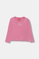 Diesel longsleeve bawełniany dziecięcy TIVALSYLS T-SHIRT aplikacja różowy J02431