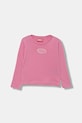 Diesel longsleeve din bumbac pentru copii TIVALSYLS T-SHIRT imprimeu roz J02431
