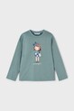 Mayoral longsleeve bawełniany dziecięcy okrągły turkusowy 4005.6C.Mini.9BYA
