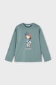 Detská bavlnená košeľa s dlhým rukávom Mayoral okrúhly tyrkysová 4005.6C.Mini.9BYA