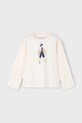 Mayoral longsleeve bawełniany okrągły beżowy 4010.6J.Mini.9BYA