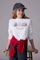 Mayoral longsleeve bawełniany okrągły biały 7021.8E.Junior.9BYA