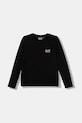 Dětské bavlněné tričko s dlouhým rukávem EA7 Emporio Armani s elastanem černá 7G000138.AF10373