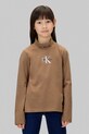 Calvin Klein Jeans longsleeve dziecięcy z bawełną z elastanem brązowy IG0IG03044.9BYA