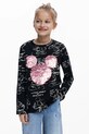Desigual gyerek pamut hosszú ujjú felső pamut fekete 25WGTK25