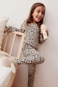 Liewood gyerek hosszúujjú Nieve Printed Longsleeve Rib T-shirt elasztánnal bézs LW20345.9BYA