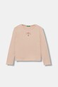 United Colors of Benetton longsleeve dziecięcy aplikacja różowy 3P4ZC10QF.G.seasonal