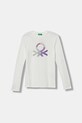 United Colors of Benetton longsleeve bawełniany dziecięcy nadruk biały 3I9WC10JR.G.reproposed