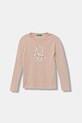 United Colors of Benetton longsleeve bawełniany dziecięcy nadruk różowy 3I9WC10Q2.G.seasonal