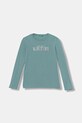 United Colors of Benetton longsleeve bawełniany dziecięcy nadruk turkusowy 3I9WC10Q2.G.seasonal