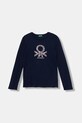 United Colors of Benetton longsleeve bawełniany dziecięcy nadruk granatowy 3I9WC10Q2.G.seasonal