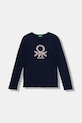Παιδικό βαμβακερό μακρυμάνικο United Colors of Benetton στάμπα σκούρο μπλε 3I9WC10Q2.G.seasonal