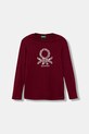 United Colors of Benetton longsleeve bawełniany dziecięcy nadruk bordowy 3I9WC10Q2.G.seasonal